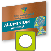 Aluminiumverbundplatte kupfer gebürstet rund (kreisrund konturgefräst), einseitig 4/0-farbig bedruckt