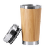 Bambus Isolierflasche 420 ml mit einseitiger Lasergravur