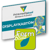 Displaykarton in Blatt-Form konturgefräst <br>beidseitig 4/4-farbig bedruckt