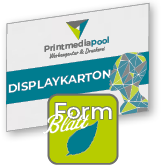 Displaykarton in Blatt-Form konturgefräst <br>einseitig 4/0-farbig bedruckt