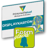 Displaykarton in Glocke-Form konturgefräst <br>beidseitig 4/4-farbig bedruckt