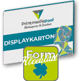Displaykarton in Kleeblatt-Form konturgefräst <br>beidseitig 4/4-farbig bedruckt
