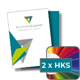 Flyer DIN A4 (21,0 cm x 29,7 cm)<br>beidseitig bedruckt (4/4 farbig + 2 Sonderfarben HKS)