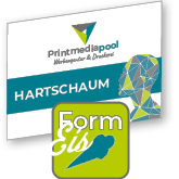 Hartschaumplatte mit ANTI-GRAFFITI-LACK GLÄNZEND in Eis-Form konturgefräst <br>einseitig 4/0-farbig bedruckt