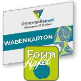 Karton mit Wabenstruktur in Apfel-Form konturgefräst <br>einseitig 4/0-farbig bedruckt