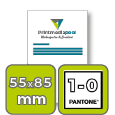 Visitenkarten hoch 5/0 farbig 55 x 85 mm <br>einseitig bedruckt (CMYK 4-farbig + 1 Pantone-Sonderfarbe)