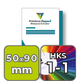 Visitenkarten hoch 5/5 farbig 50 x 90 mm <br>beidseitig bedruckt (CMYK 4-farbig + 1 HKS-Sonderfarbe)