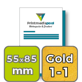 Visitenkarten hoch 5/5 farbig 55 x 85 mm <br>beidseitig bedruckt (CMYK 4-farbig + 1 Gold-Sonderfarbe)