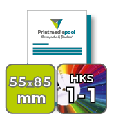 Visitenkarten hoch 5/5 farbig 55 x 85 mm <br>beidseitig bedruckt (CMYK 4-farbig + 1 HKS-Sonderfarbe)