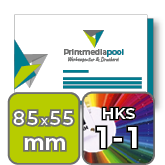 Visitenkarten quer 5/5 farbig 85 x 55 mm <br>beidseitig bedruckt (CMYK 4-farbig + 1 HKS-Sonderfarbe)