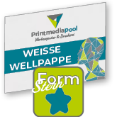 Weiße Wellpappe in Stern-Form konturgefräst <br>einseitig 4/0-farbig bedruckt