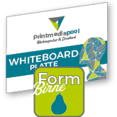 Whiteboardplatte in Birne-Form konturgefräst <br>einseitig 4/0-farbig bedruckt