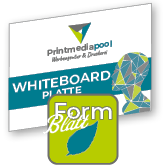 Whiteboardplatte in Blatt-Form konturgefräst <br>einseitig 4/0-farbig bedruckt
