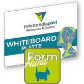 Whiteboardplatte in Hund-Form konturgefräst <br>einseitig 4/0-farbig bedruckt