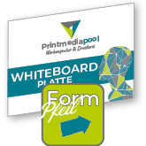 Whiteboardplatte in Pfeil-Form konturgefräst <br>einseitig 4/0-farbig bedruckt
