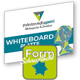 Whiteboardplatte in Schneeflocke-Form konturgefräst <br>einseitig 4/0-farbig bedruckt
