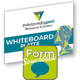 Whiteboardplatte in Sprechblase-Form konturgefräst <br>einseitig 4/0-farbig bedruckt