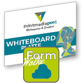 Whiteboardplatte in Wolke-Form konturgefräst <br>einseitig 4/0-farbig bedruckt