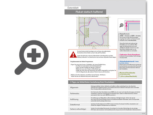 Product Bild plakat_statisch_haftend_4_0_farbig_bedruckt_in_stern-form_konturgeschnitten